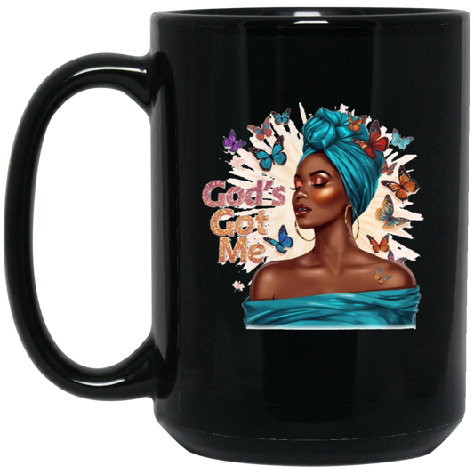 God's Got Me 15oz Black Mug