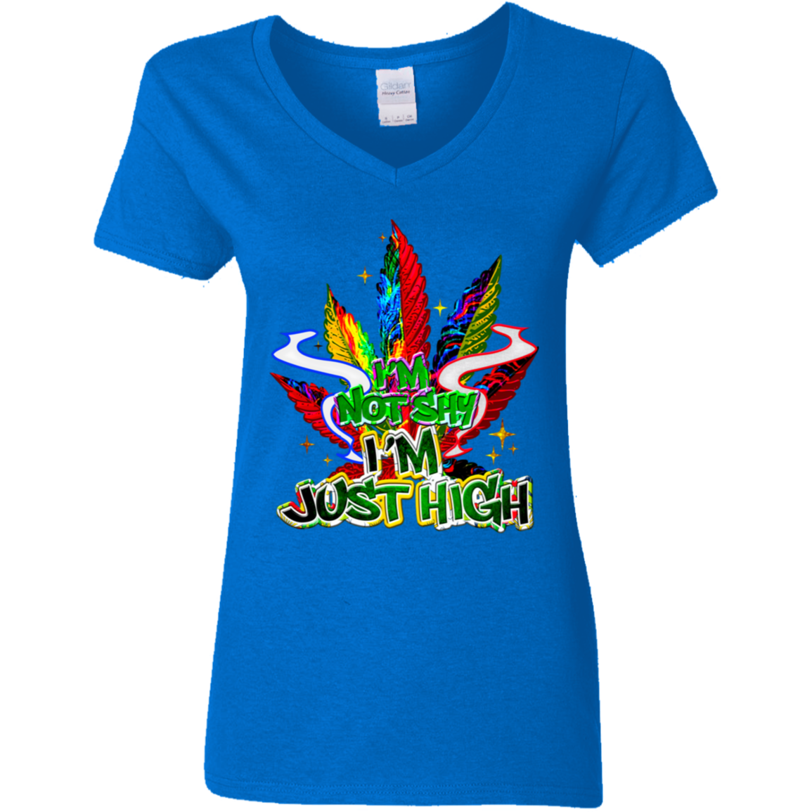 I'm Not Shy Ladies' 5.3 oz. V-Neck T-Shirt