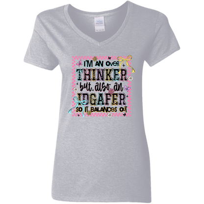 Overthinker & IDGAFER | Women's V-Neck Tee