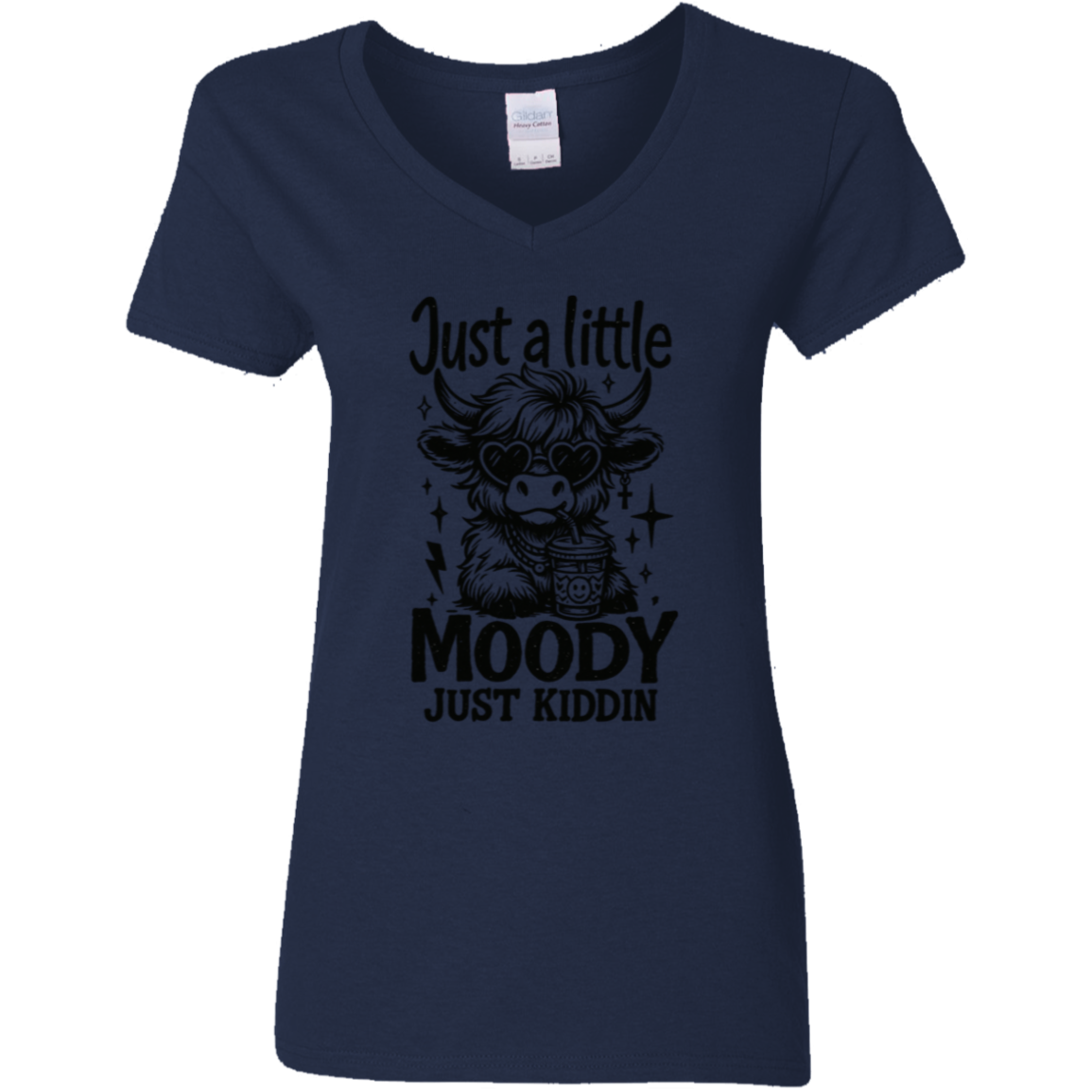 Just a Little Moody Ladies' 5.3 oz. V-Neck T-Shirt