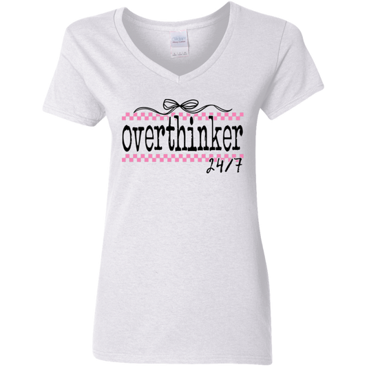 Overthinker 24/7 Ladies' 5.3 oz. V-Neck T-Shirt