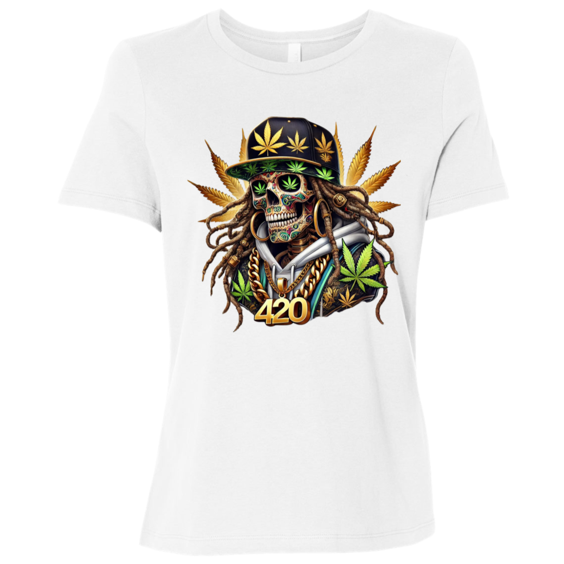 420 Skeleton Ladies Relaxed Jersey Short-Sleeve T-Shirt
