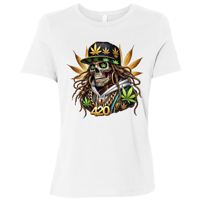 420 Skeleton Ladies Relaxed Jersey Short-Sleeve T-Shirt