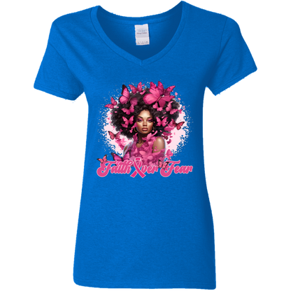 Cancer Faith Over Fear V-Neck T-Shirt