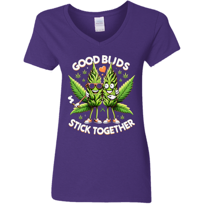 Good Buds Ladies' 5.3 oz. V-Neck T-Shirt