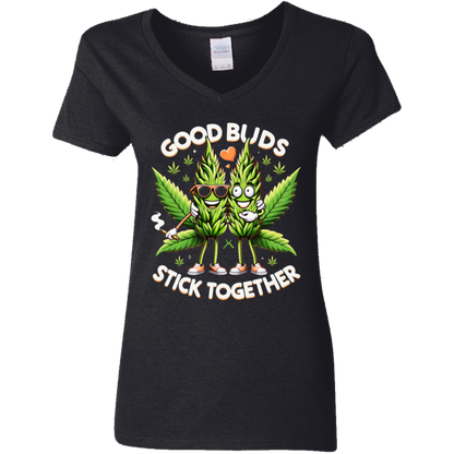 Good Buds Ladies' 5.3 oz. V-Neck T-Shirt