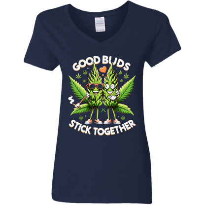 Good Buds Ladies' 5.3 oz. V-Neck T-Shirt