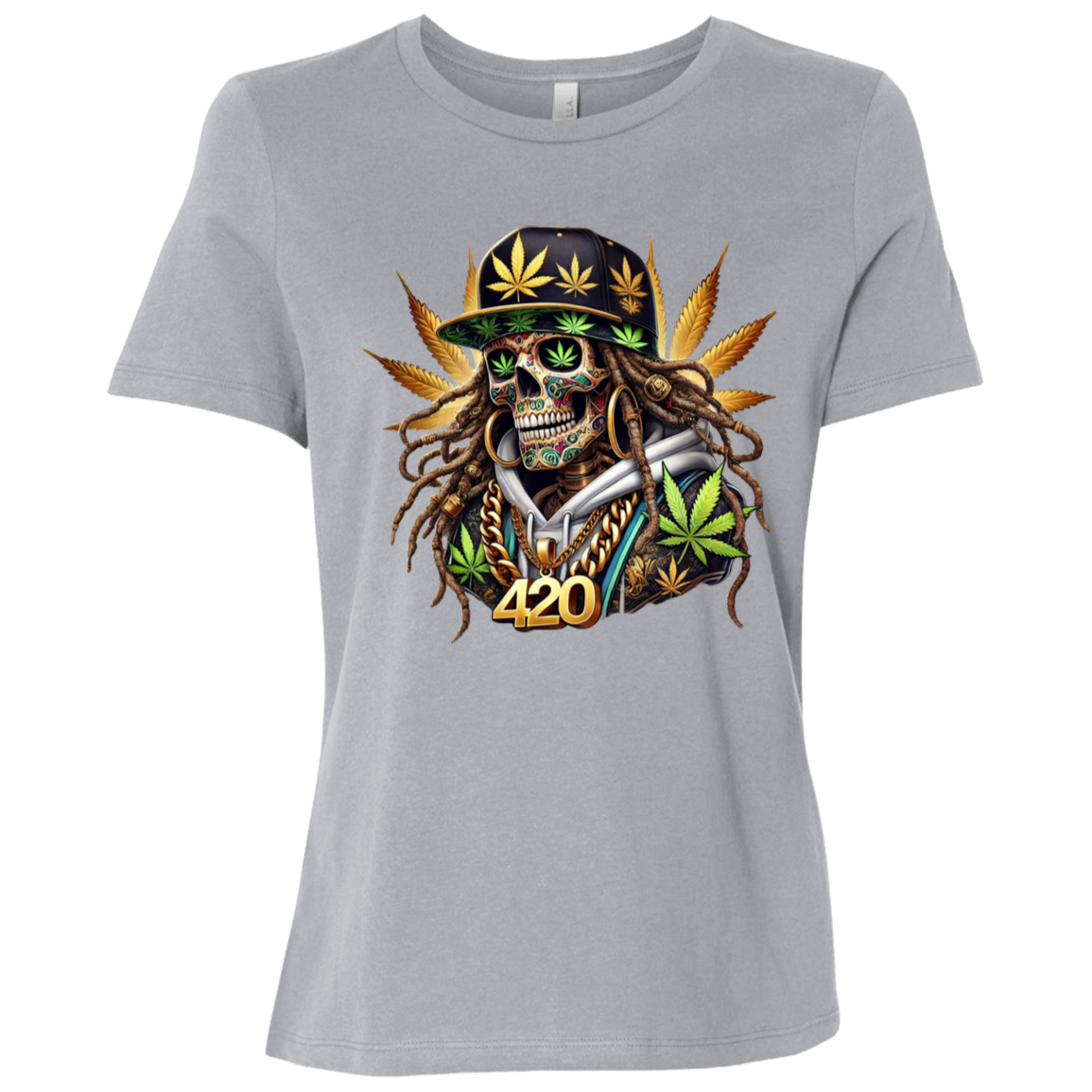 420 Skeleton Ladies Relaxed Jersey Short-Sleeve T-Shirt