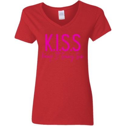 KISS (Keep It Sexy Sis) Ladies' V-Neck Tee