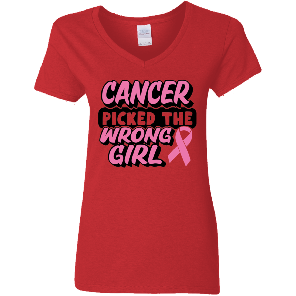 Cancer Picked The Wrong Girl V-Neck T-Shirt