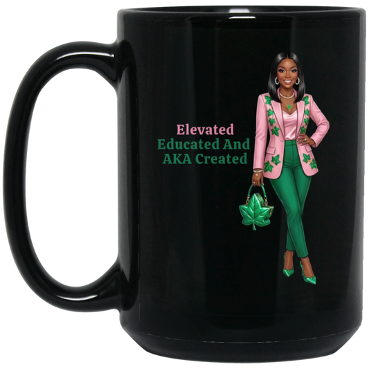 Elevated Educated and AKA Created 15oz Black Mug