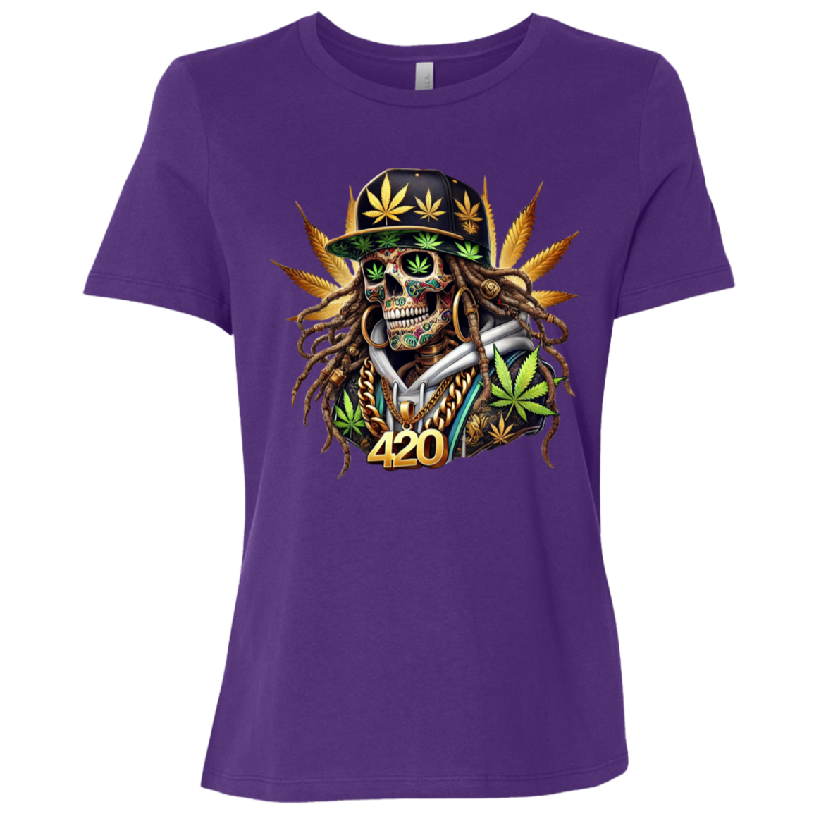 420 Skeleton Ladies Relaxed Jersey Short-Sleeve T-Shirt