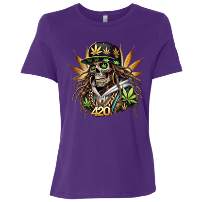 420 Skeleton Ladies Relaxed Jersey Short-Sleeve T-Shirt