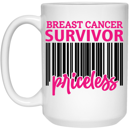 Breast Cancer Survivor Priceless 15oz White Ceramic Mug